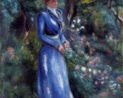皮埃尔 奥古斯特 雷诺阿 : Woman in a Blue Dress, Garden of Saint-Cloud